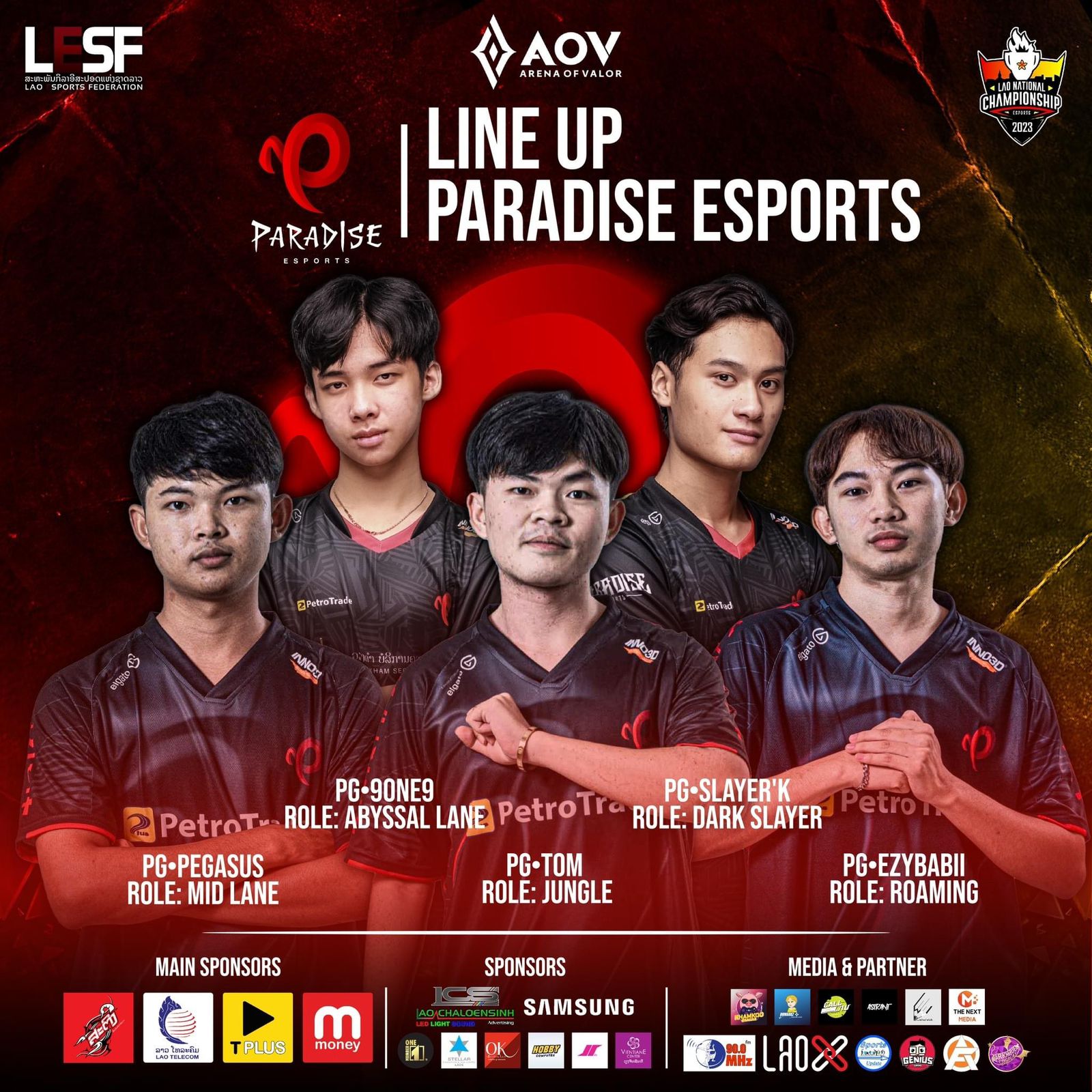 Paradise Esports (PG) ประเภทเกม Arena of valor ทะลุเข้ารอบ 4ทีมสุดท้าย ในศืก Lao Nation Championships 2023